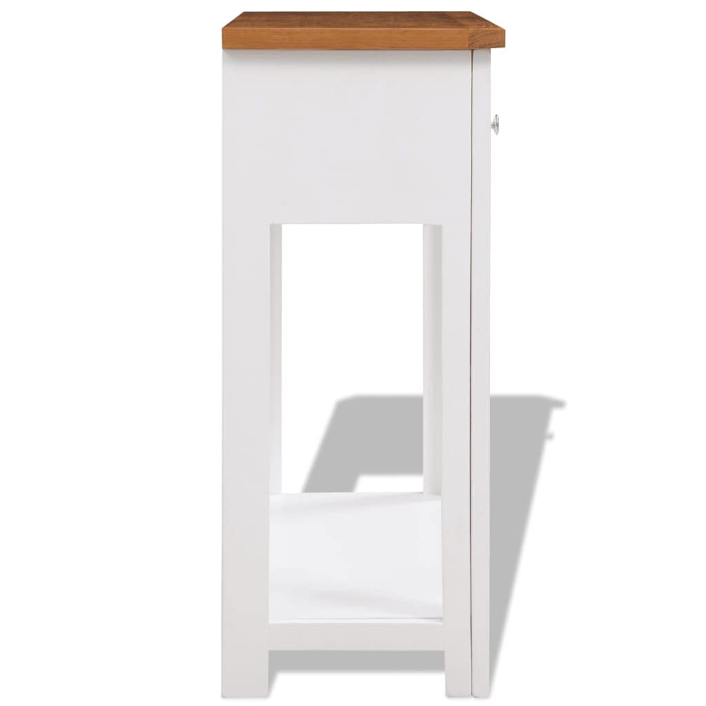 Solid Oak Wood Console Table with 2 Drawer and Shelf T58272