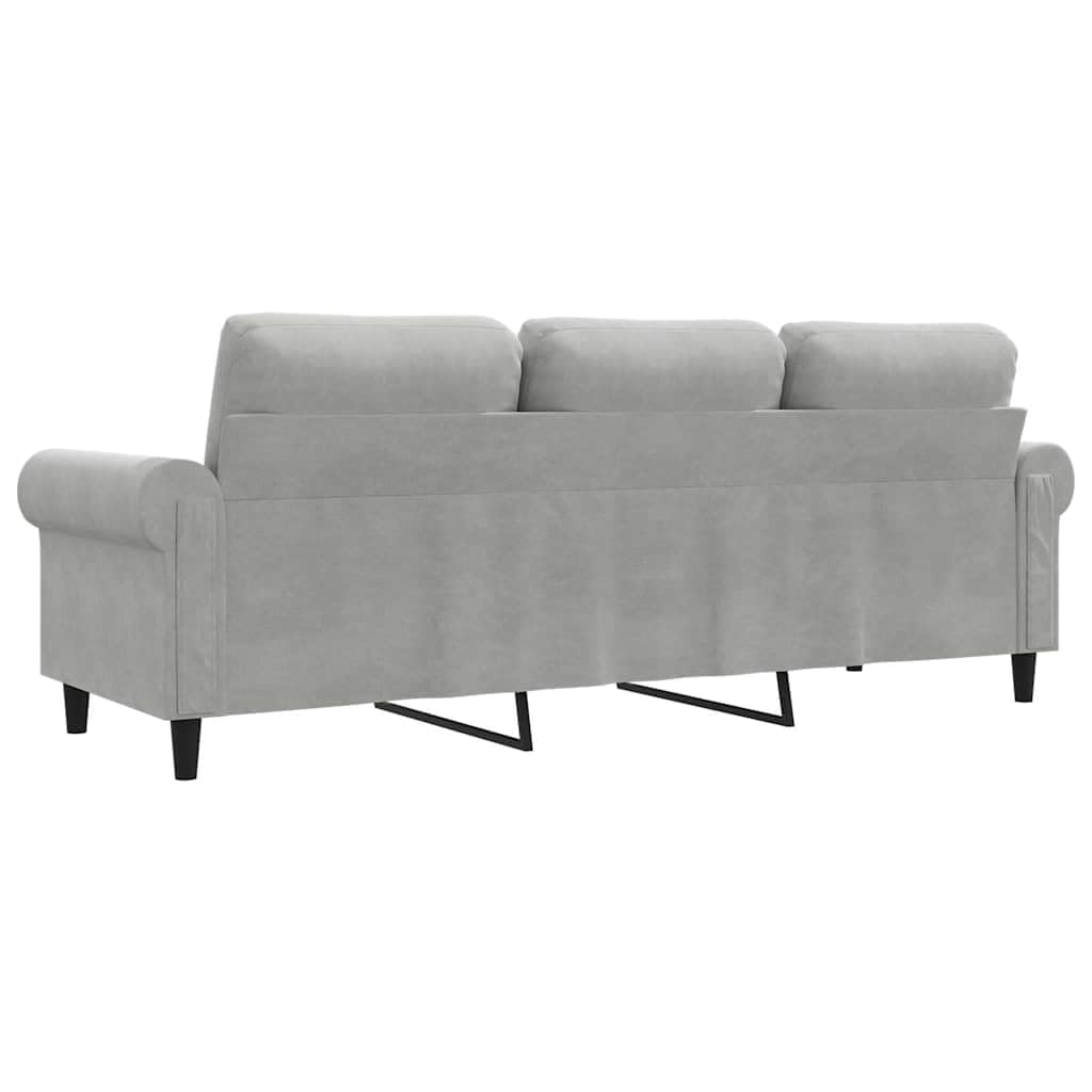 Light Gray Velvet 3-Seater Sofa P5688