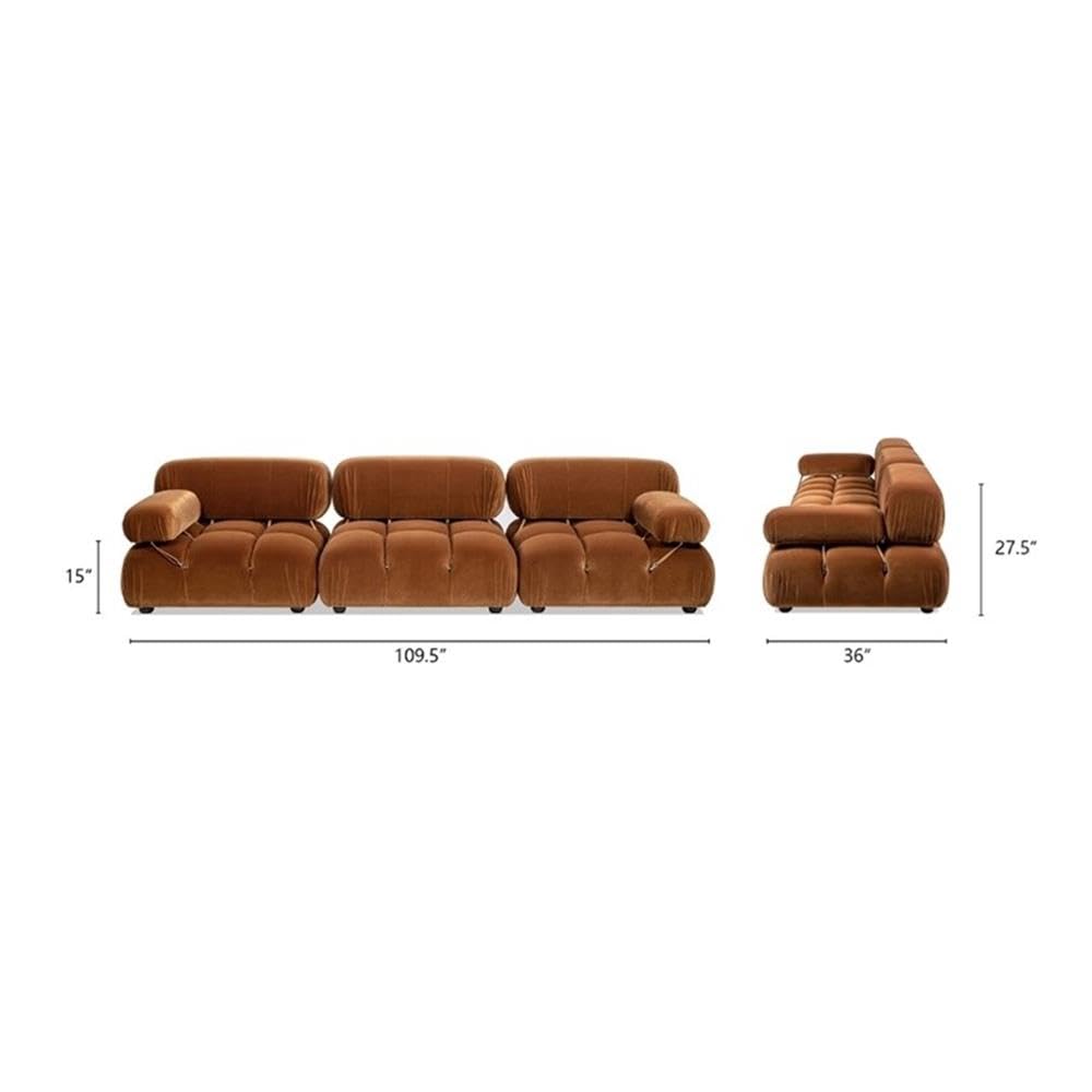 Burnt Orange Velvet 3-Piece Modular Sofa Y9801