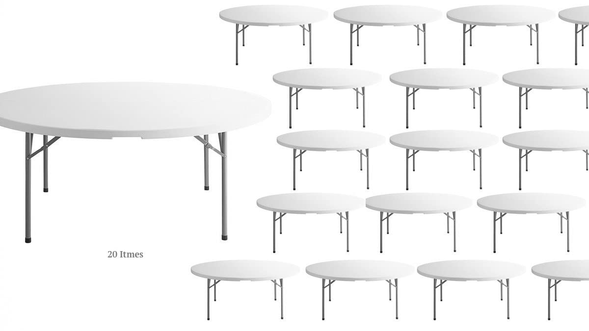 White 72 Inch Round Plastic Folding Table B595675