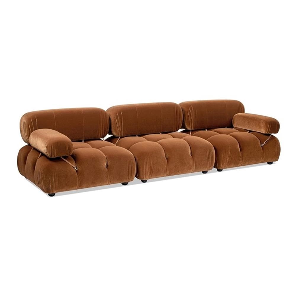 Burnt Orange Velvet 3-Piece Modular Sofa Y9801