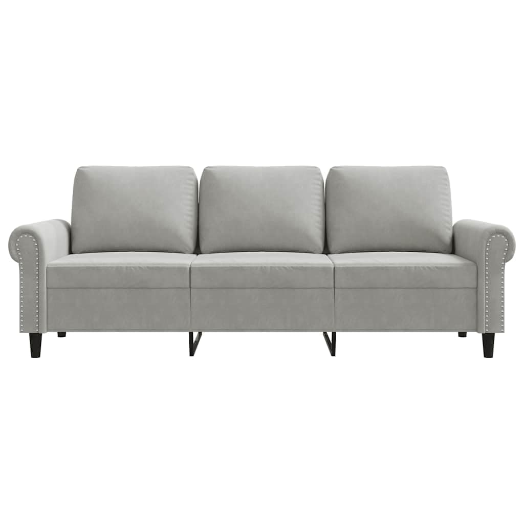 Light Gray Velvet 3-Seater Sofa P5688