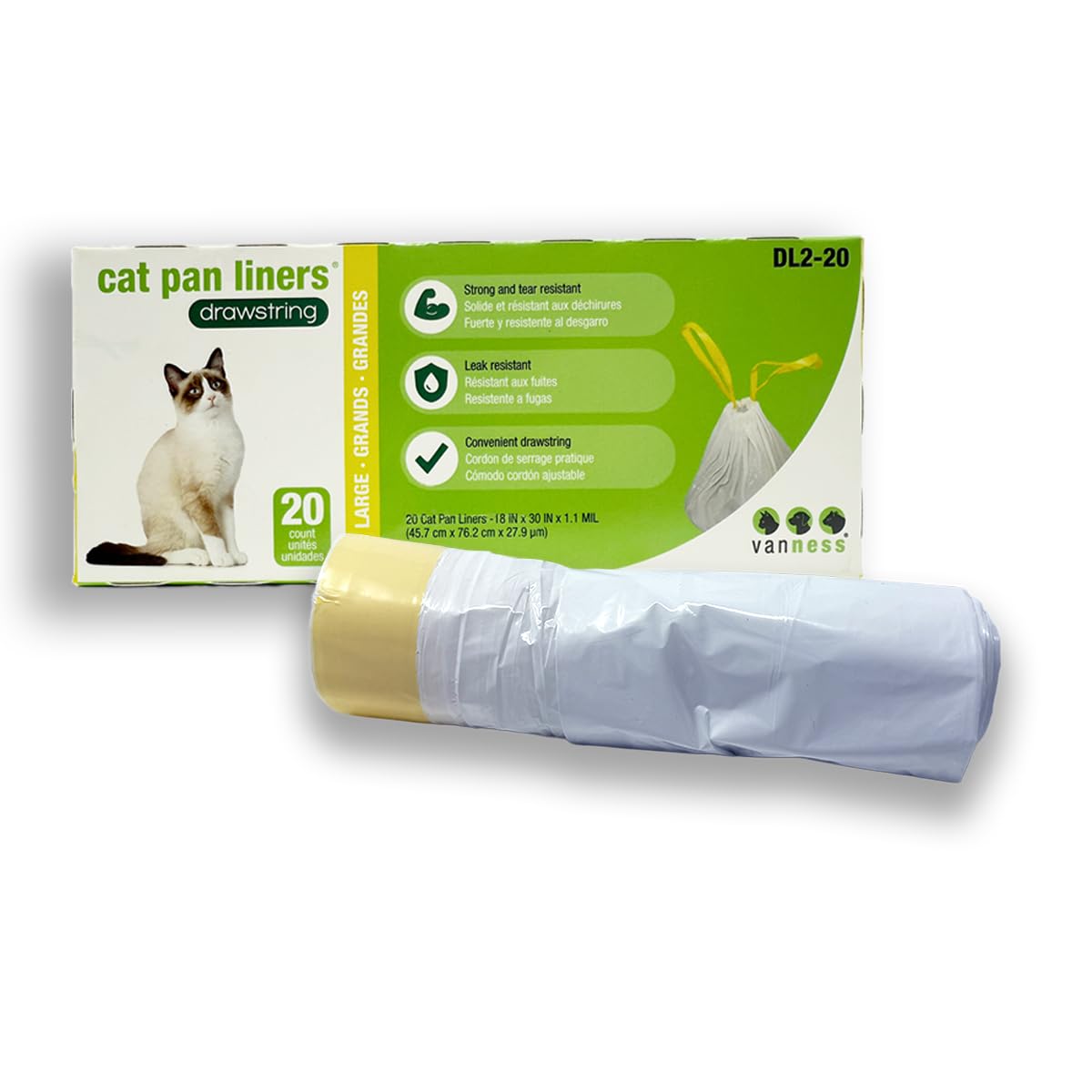 Unscented Large Drawstring Cat Litter Box Liners, 20 Count W452784