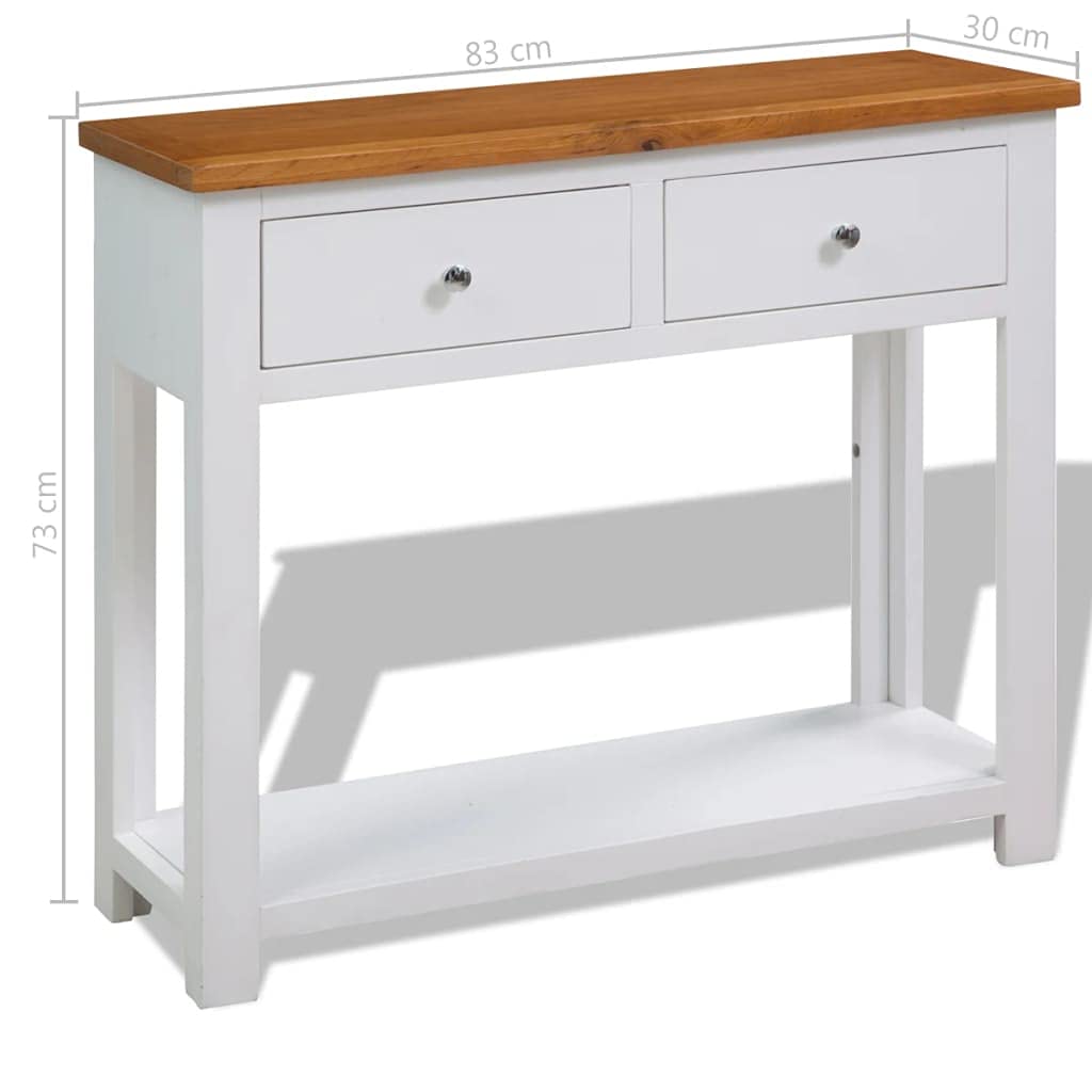 Solid Oak Wood Console Table with 2 Drawer and Shelf T58272