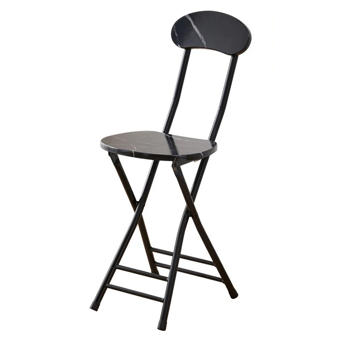 Folding Bar Stool with Backrest, 17.7inch Black U6164