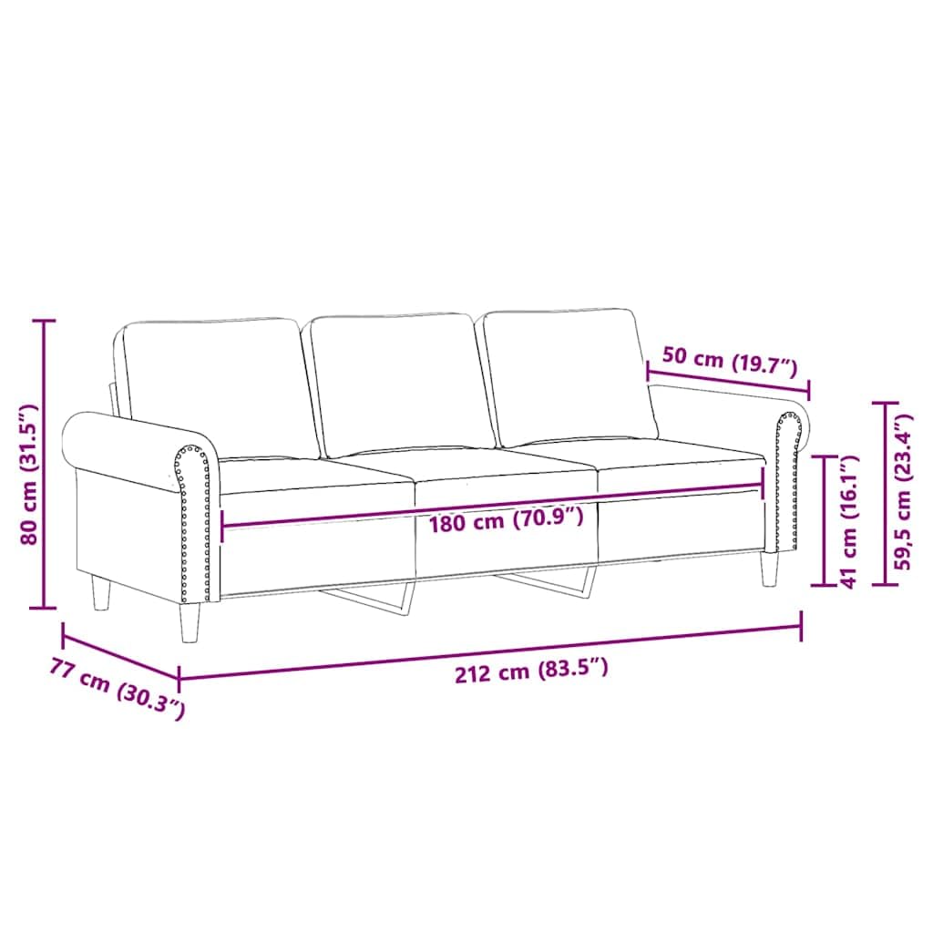 Light Gray Velvet 3-Seater Sofa P5688