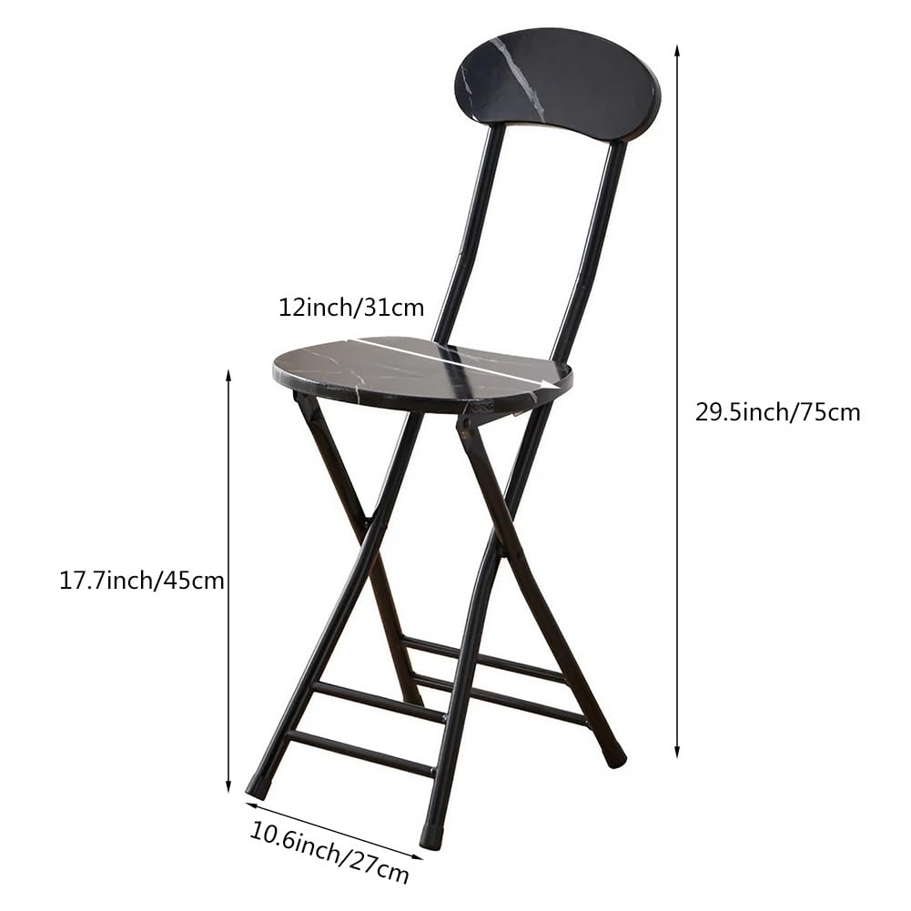 Folding Bar Stool with Backrest, 17.7inch Black U6164