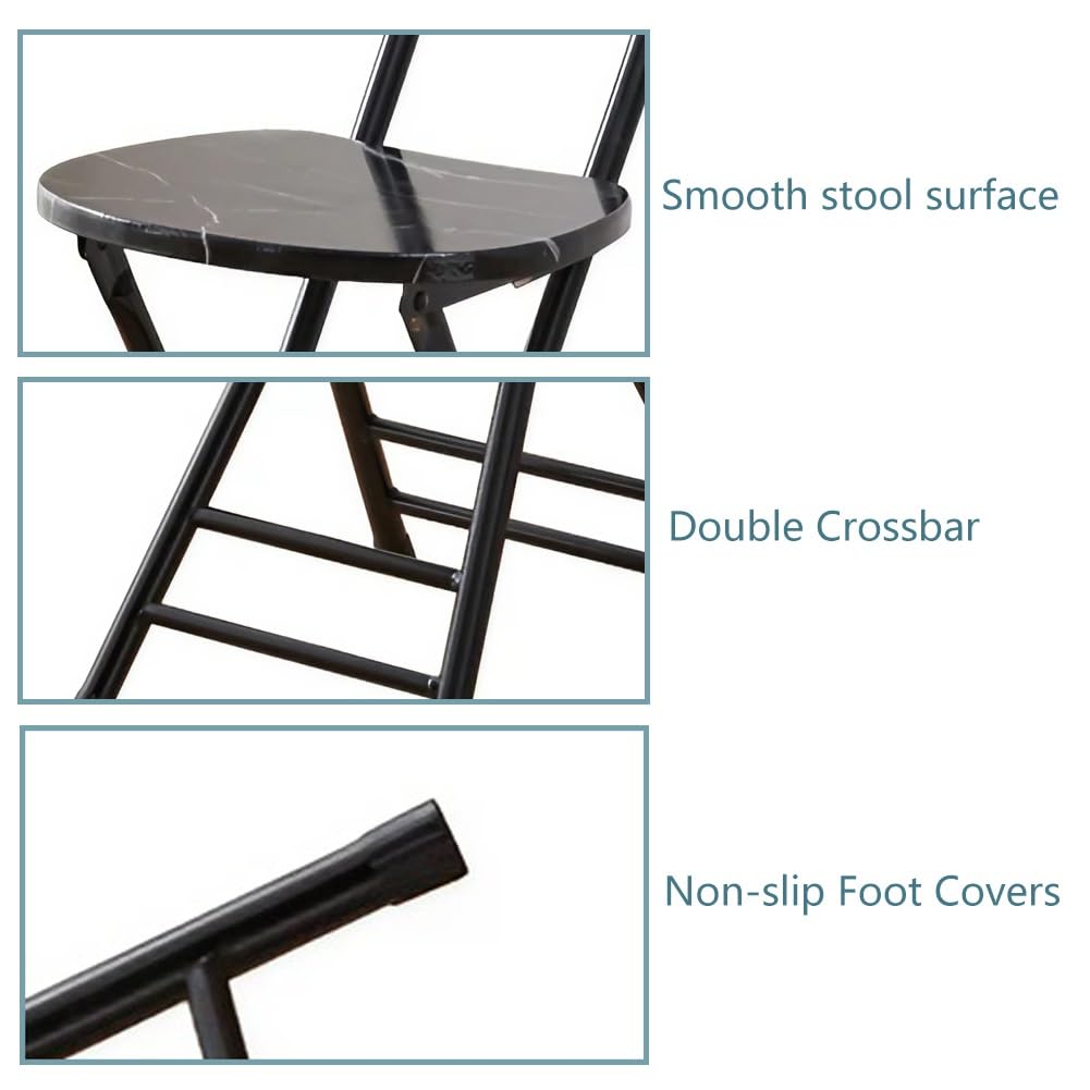 Folding Bar Stool with Backrest, 17.7inch Black U6164