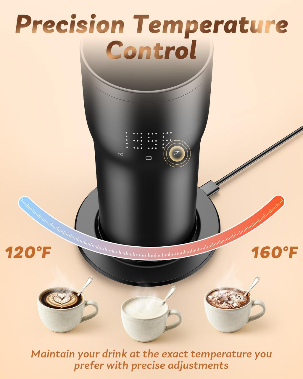 16oz Temperature Control Rechargeable Heated Mug H445862