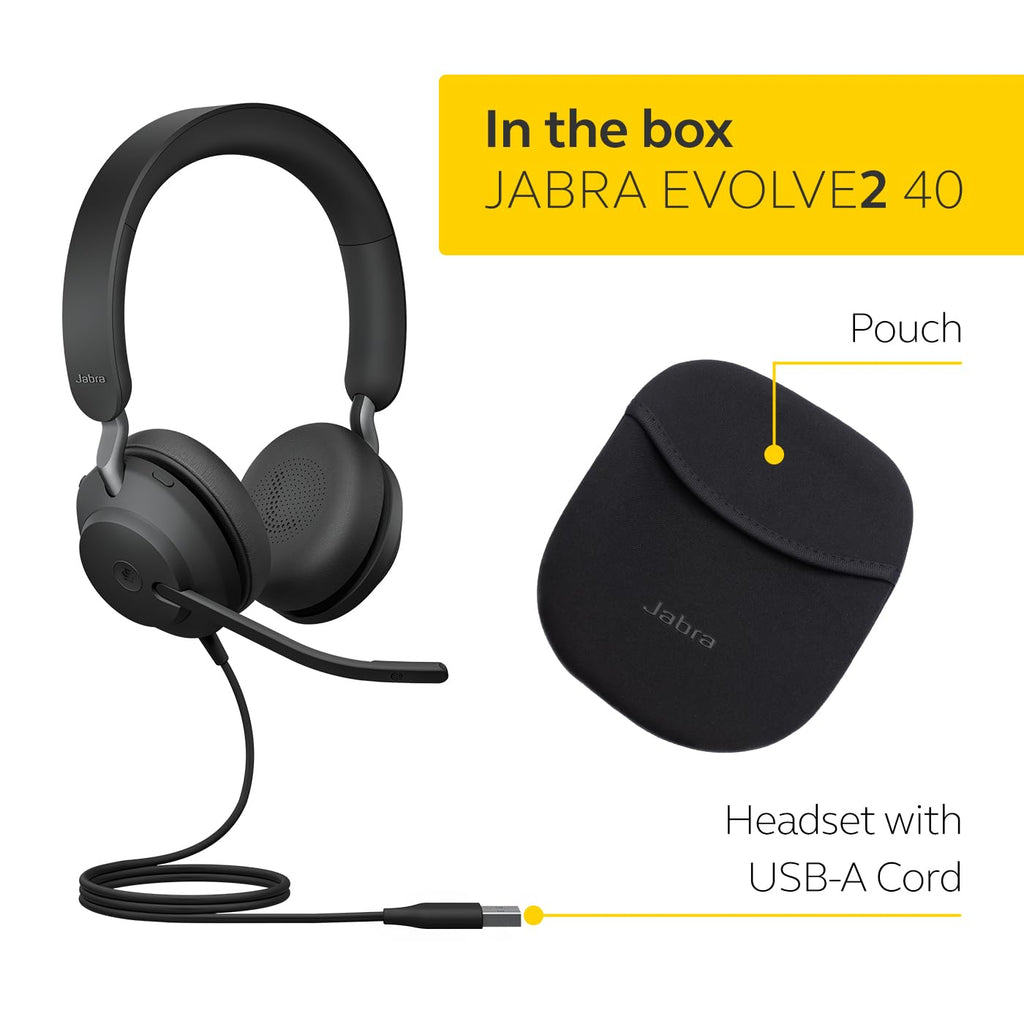 Wired Stereo Noise-Cancelling Headset with 3-Microphone Call Technology and USB-A Cable Black Y619