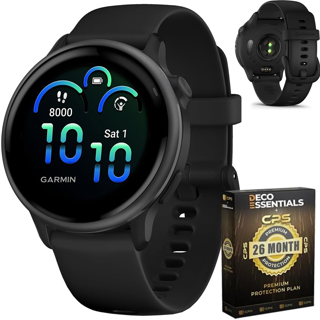Black GPS Smartwatch with Silicone Band H4202