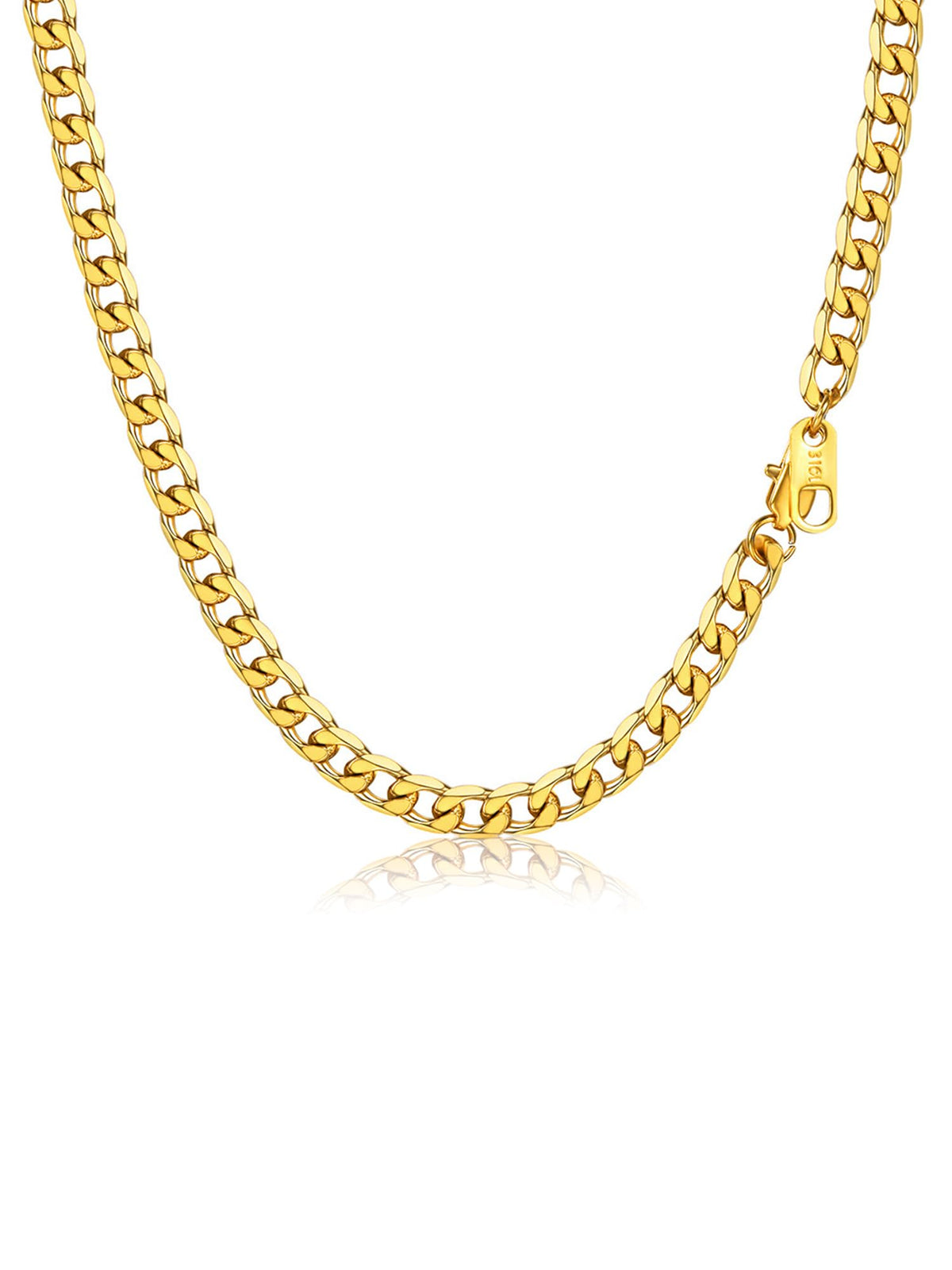 316L Stainless Steel Cuban Link Chain Necklaces Y460