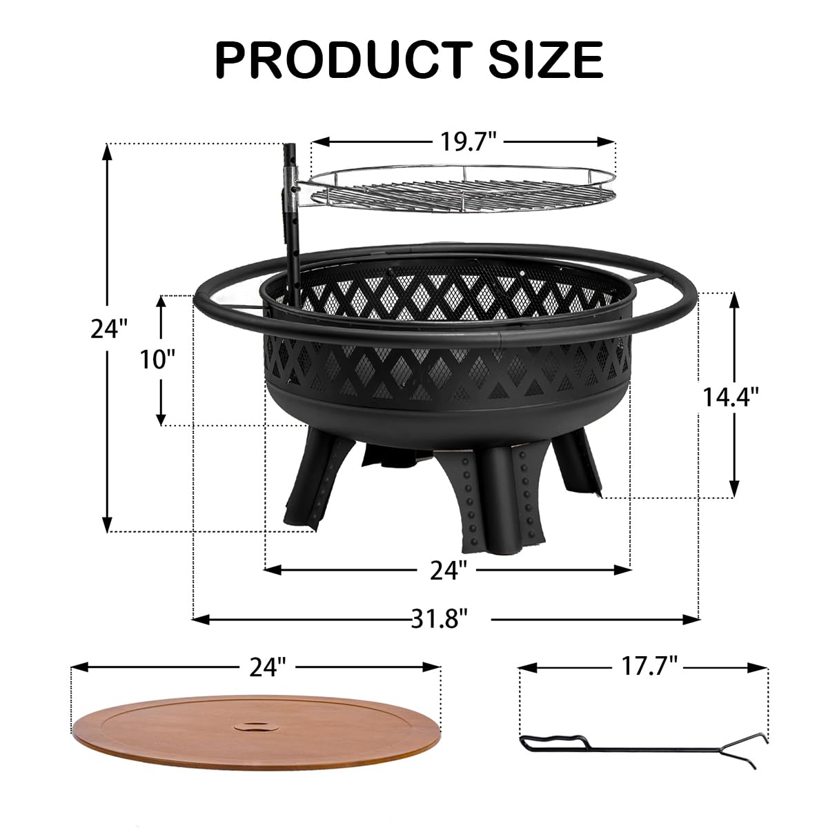 32 Inch Outdoor Fire Pit with Grill L750587
