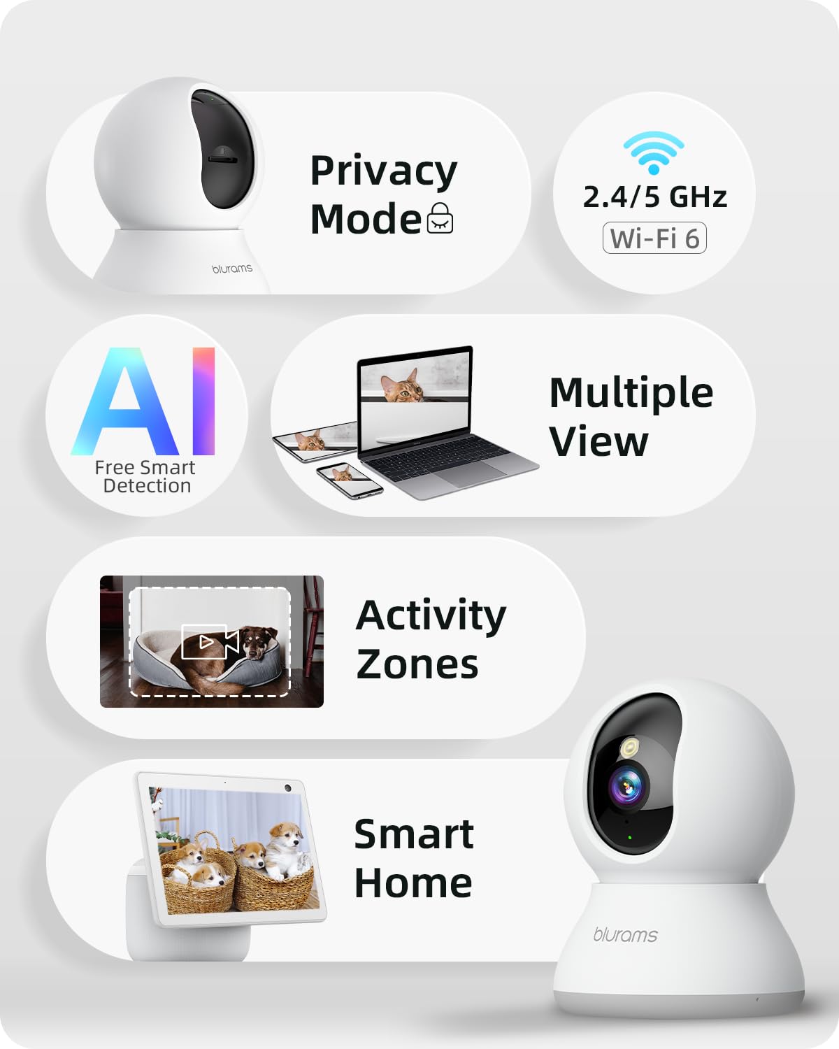 5G 360° PTZ Indoor Camera 2Pack C46488