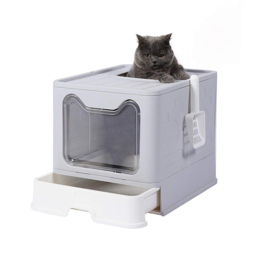 Large Foldable Cat Litter Box with Lid and Scoop K98096