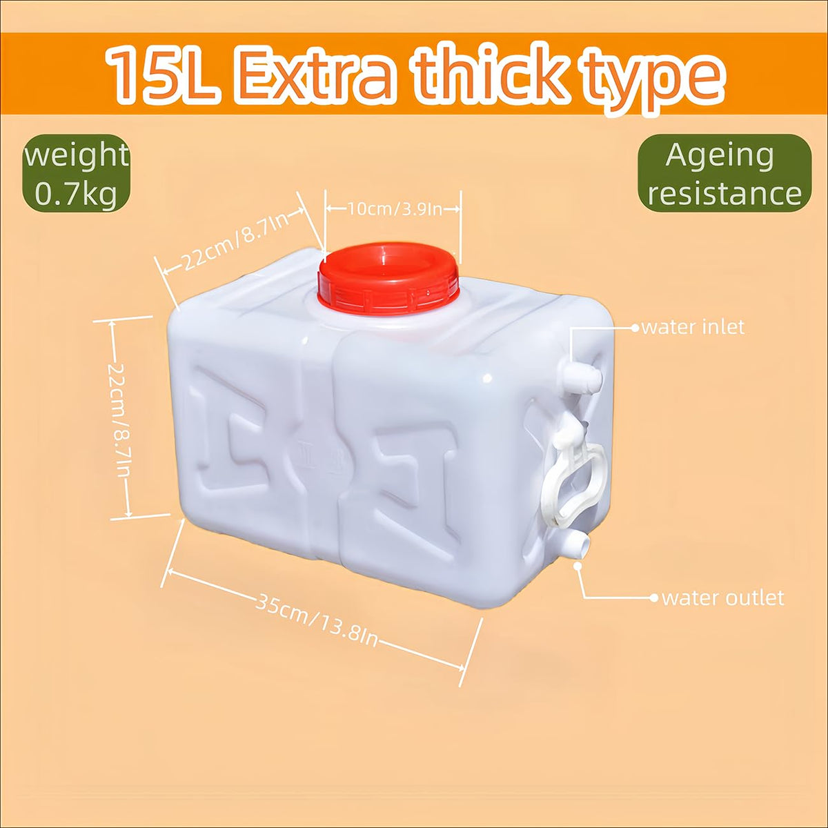 15L White Plastic Water Storage Tank Y9015