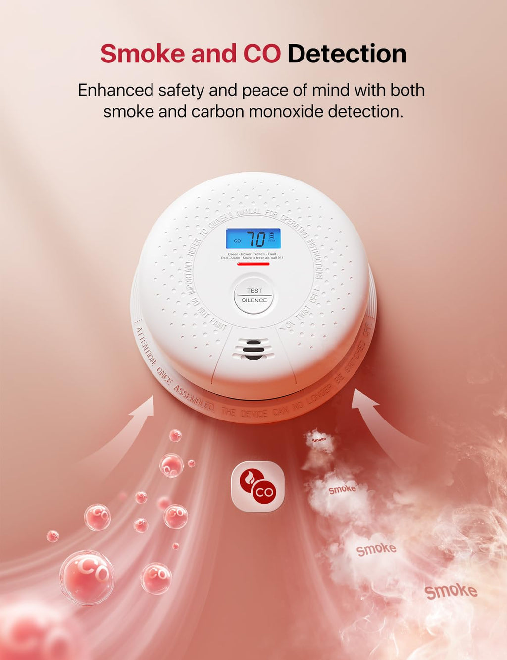 Wireless Interconnected Combination Smoke & CO Alarm F4834