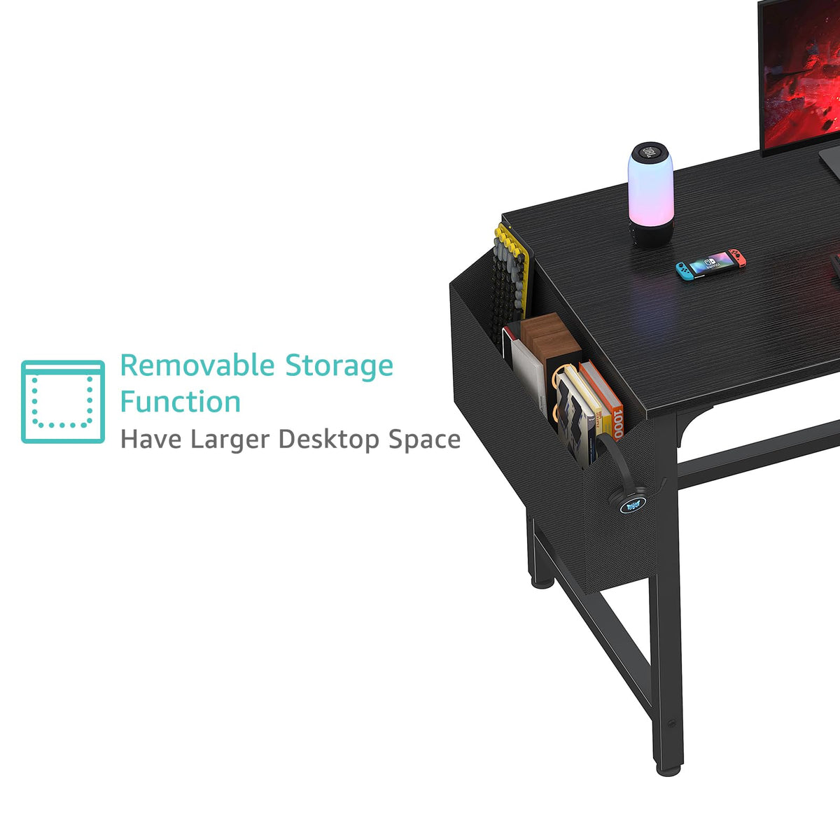 Black 47 Inch Computer Desk with File Drawers Cabinet J2615