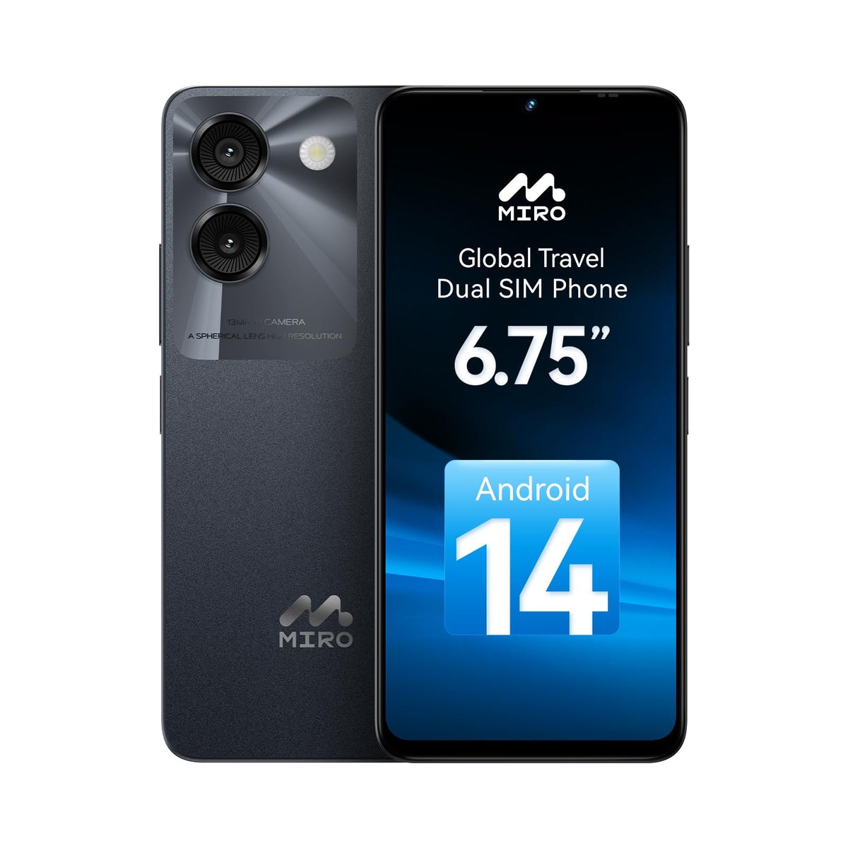 Ultra-Light 6.75" Big Screen 4G+64GB 13MP Dual Camera 4900mAh Android 14 Dual SIM Smartphone V83365