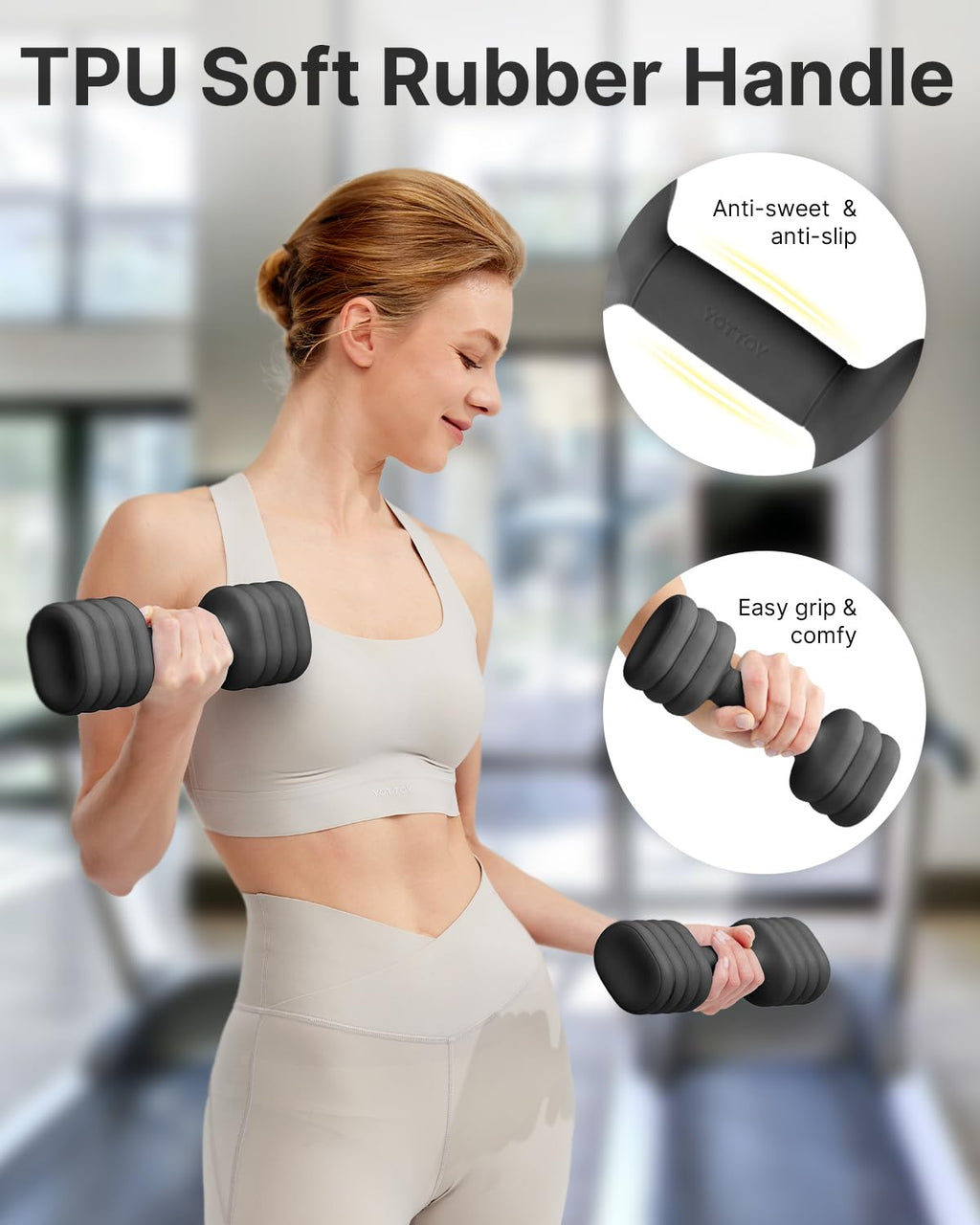 Adjustable Dumbbell Set of 2, 4-in-1 Free Weights with Soft Grip and Base C5708