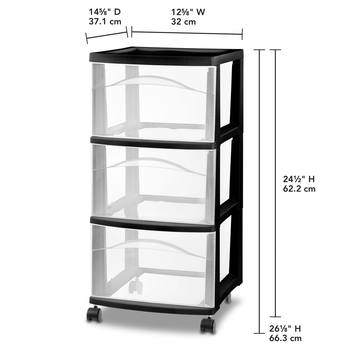 3-Drawer Cart with Wheels, 2-Pack P884
