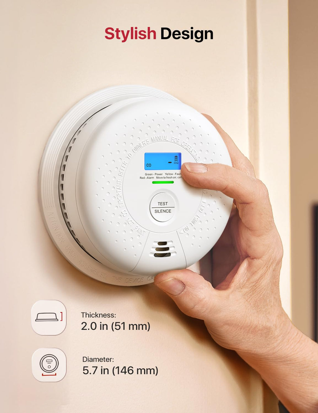 Wireless Interconnected Combination Smoke & CO Alarm F4834