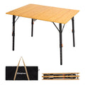Bamboo Folding Camping Table with Adjustable Height J8975
