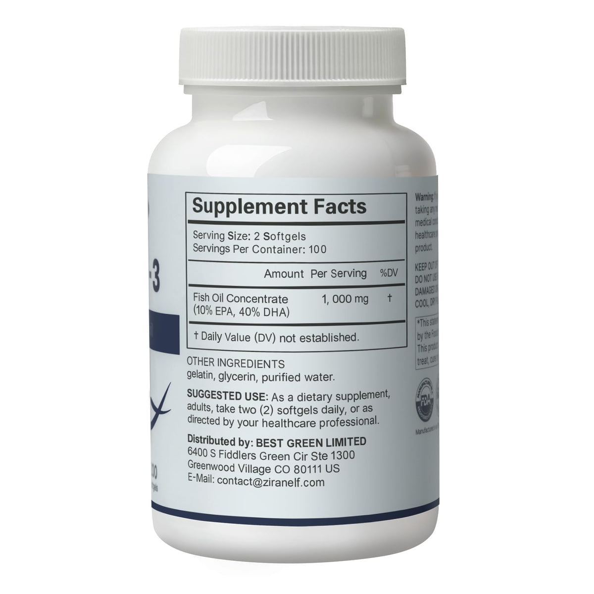 Omega 3 Fish Oil 1000 mg 400 Softgels EPA DHA D9712