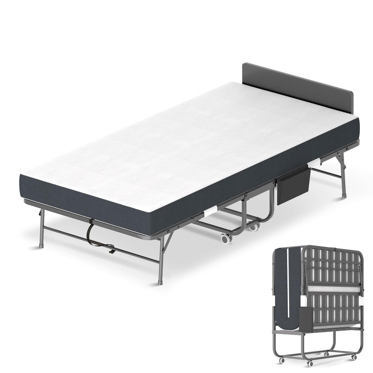 Folding Bed with Mattress & Headboard W754