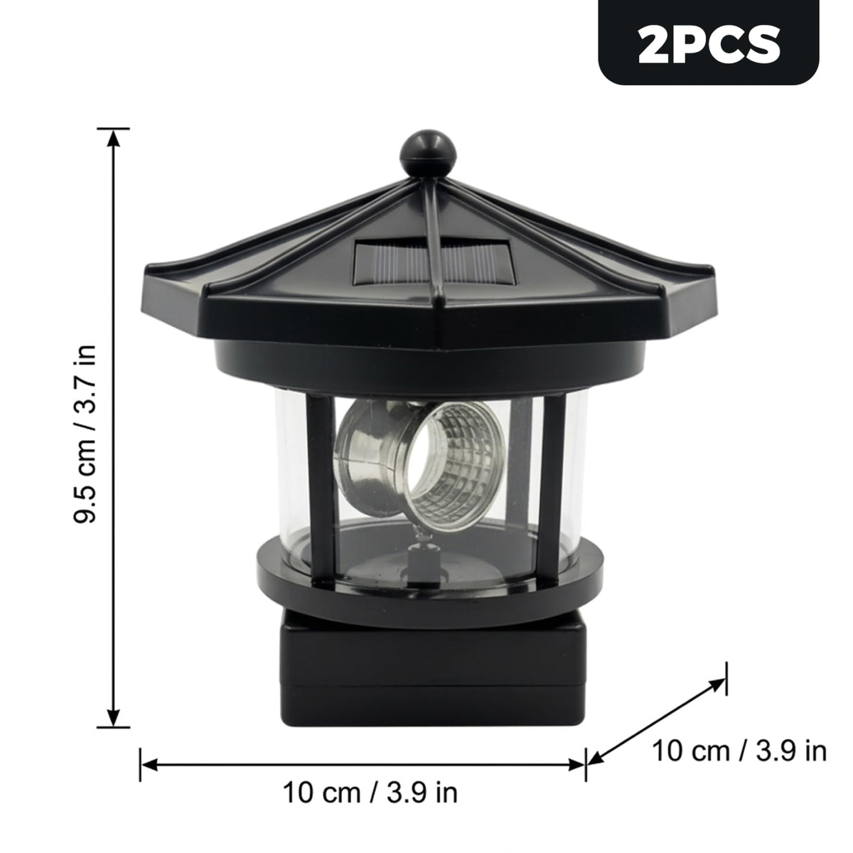 Black 2-Pack Rotating Solar Lighthouse S2255