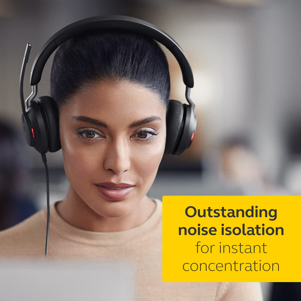 Wired Stereo Noise-Cancelling Headset with 3-Microphone Call Technology and USB-A Cable Black Y619