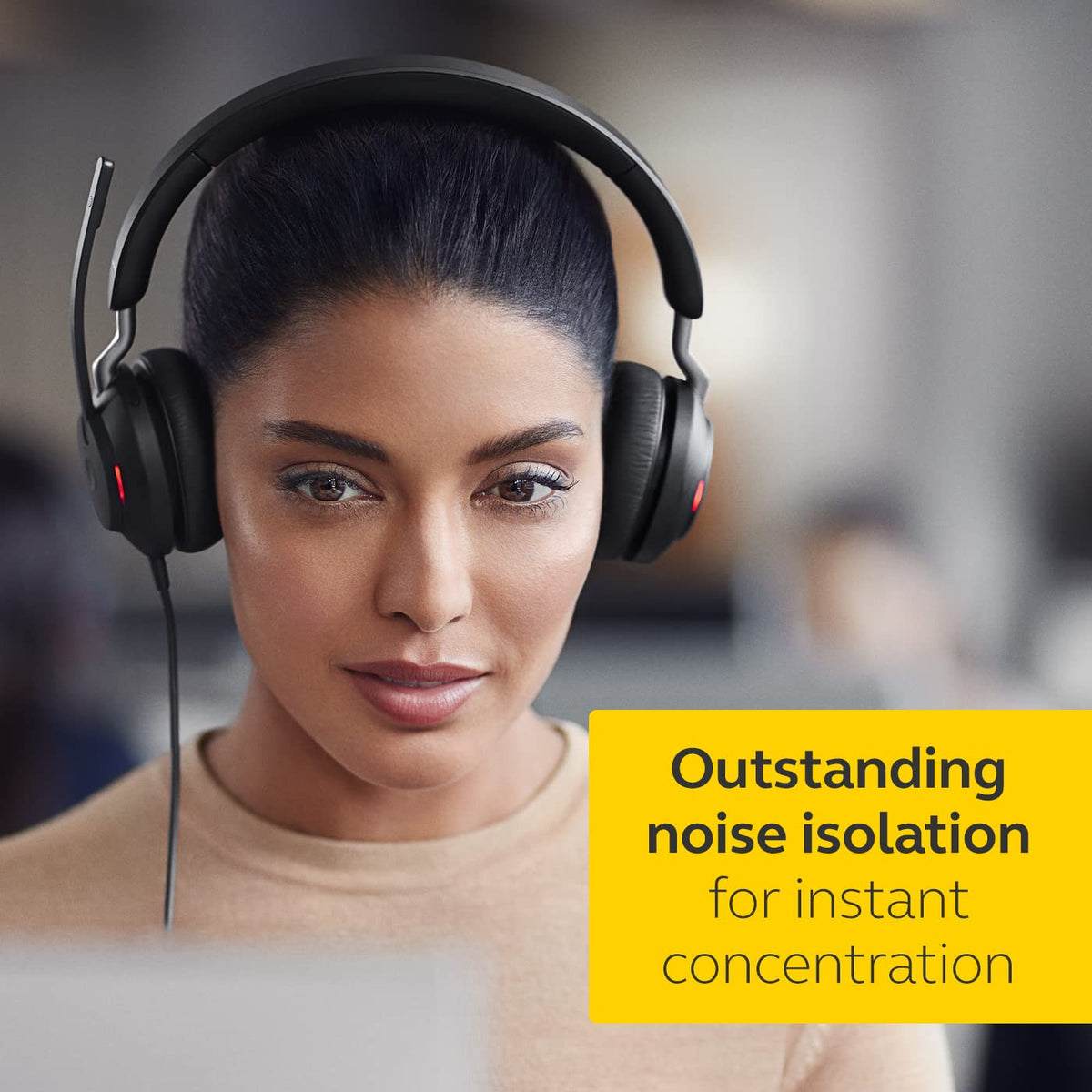 Wired Stereo Noise-Cancelling Headset with 3-Microphone Call Technology and USB-A Cable Black Y619