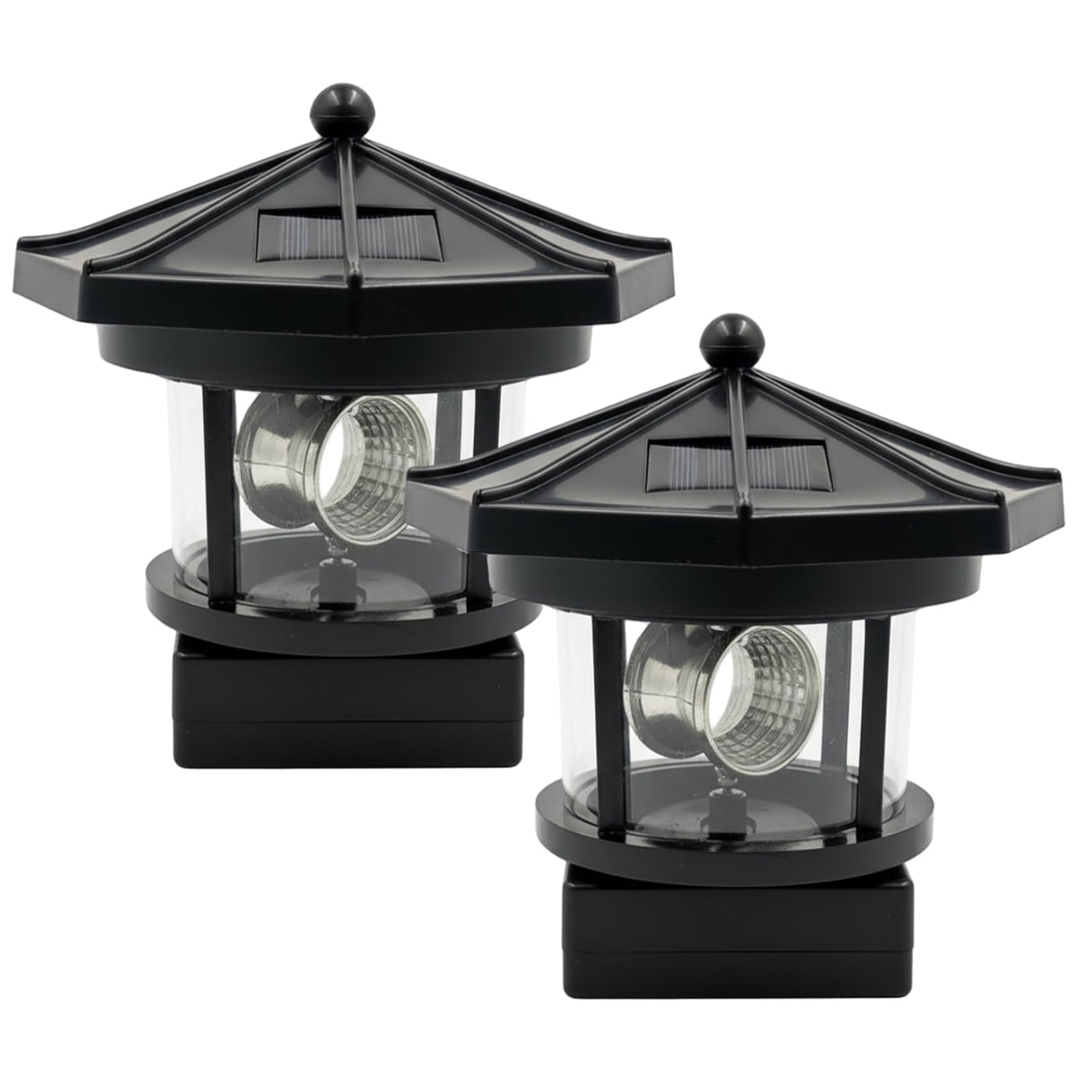 Black 2-Pack Rotating Solar Lighthouse S2255