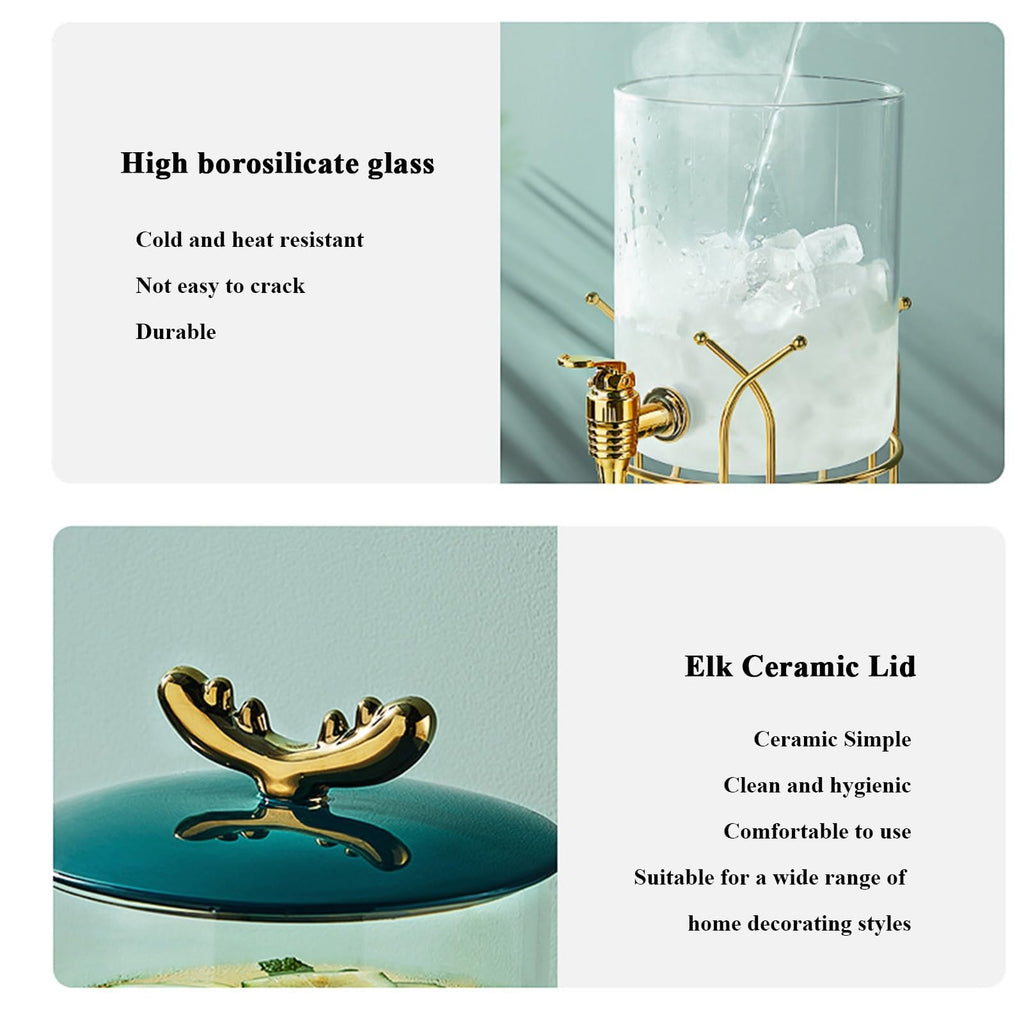Glass Beverage Dispenser with Stand and Spigot Y132611