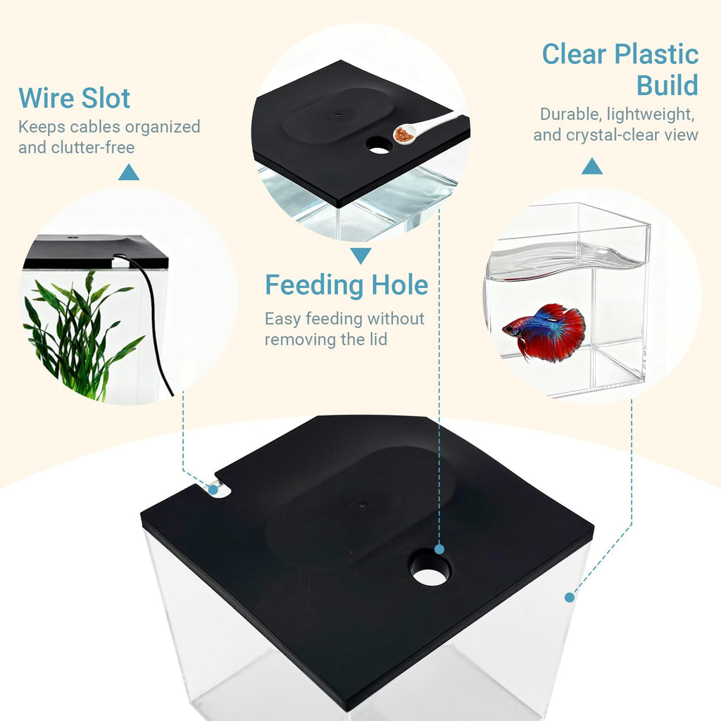 0.8-Gallon Small Plastic Fish Tank with LED Lighting S256