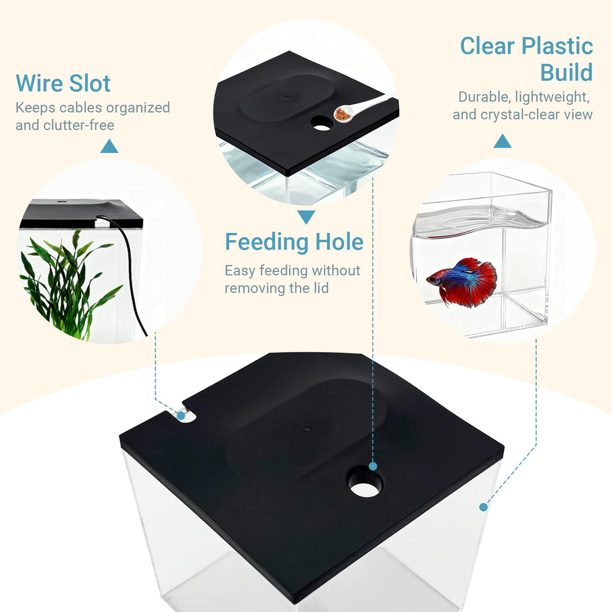 0.8-Gallon Small Plastic Fish Tank with LED Lighting S256