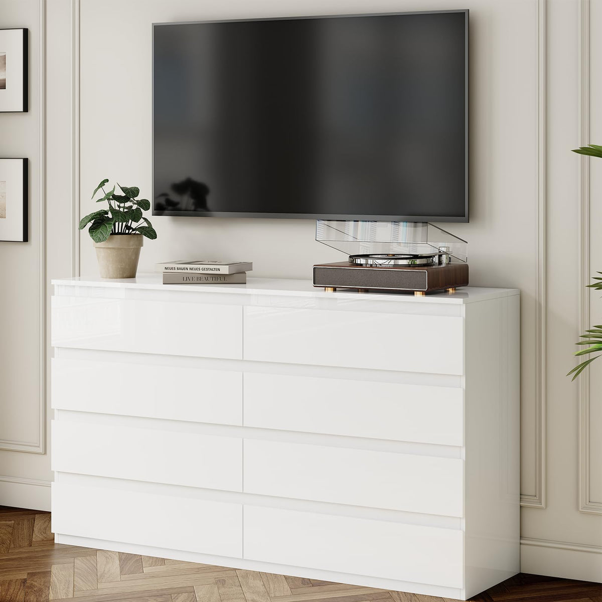 White 8 Drawer Wood Dresser Y14173
