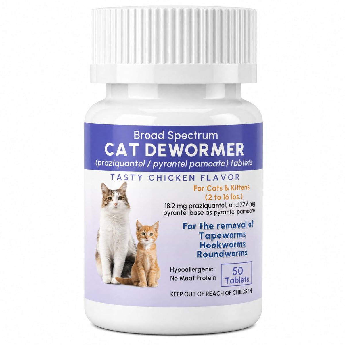 Broad Spectrum Cat & Kitten Dewormer 50 Tablets P2425
