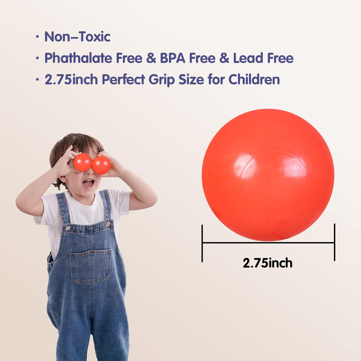 2.75 Inch Crush Proof Plastic Ball Pit Balls Pack of 50 B457