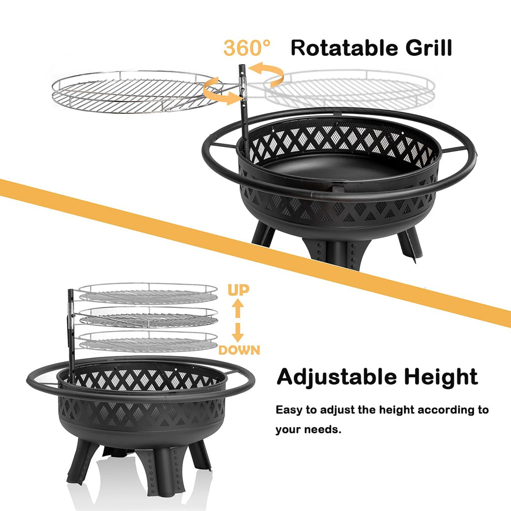 32 Inch Outdoor Fire Pit with Grill L750587