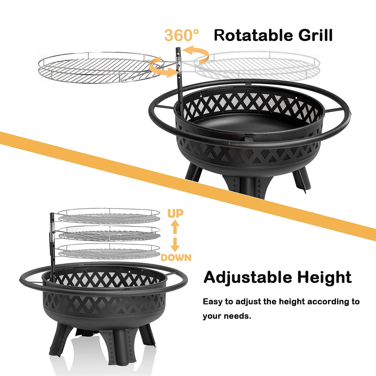 32 Inch Outdoor Fire Pit with Grill L750587