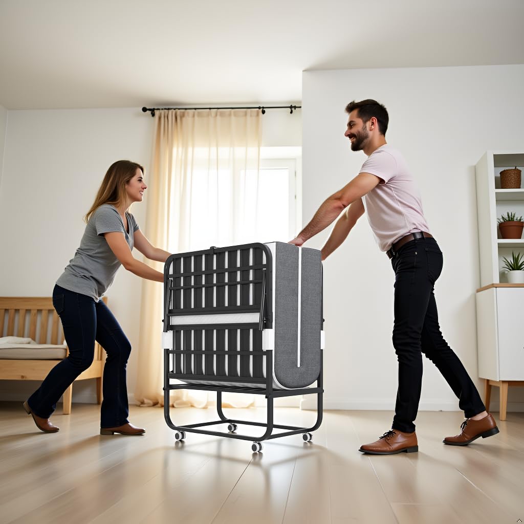 Folding Bed with Mattress & Headboard W754