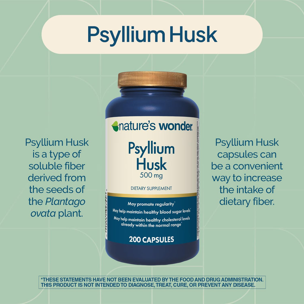Psyllium Husk 500 mg Capsules 200 Count E84505