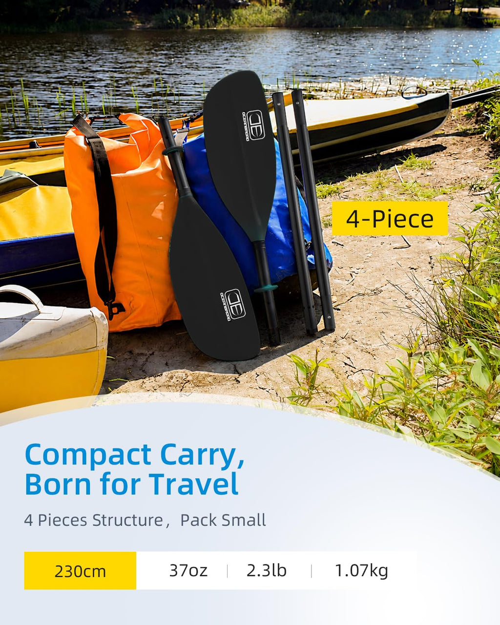 4 Pieces Carbon Fiber Kayak Paddle B851