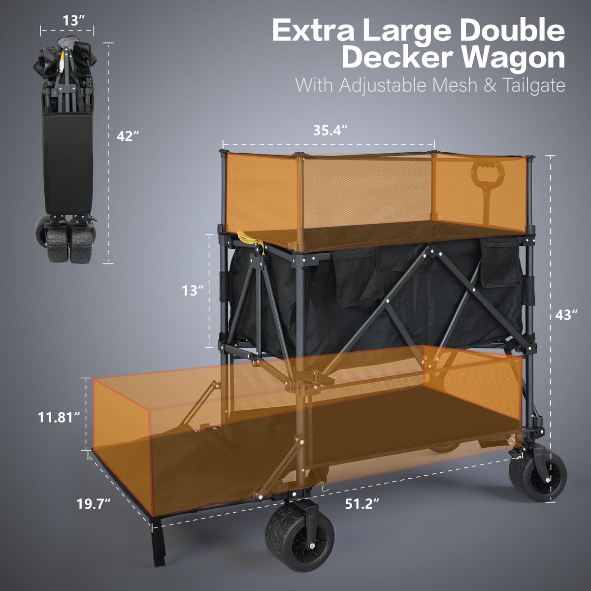 600L Foldable Collapsible Wagon Cart with Wheels Y5541