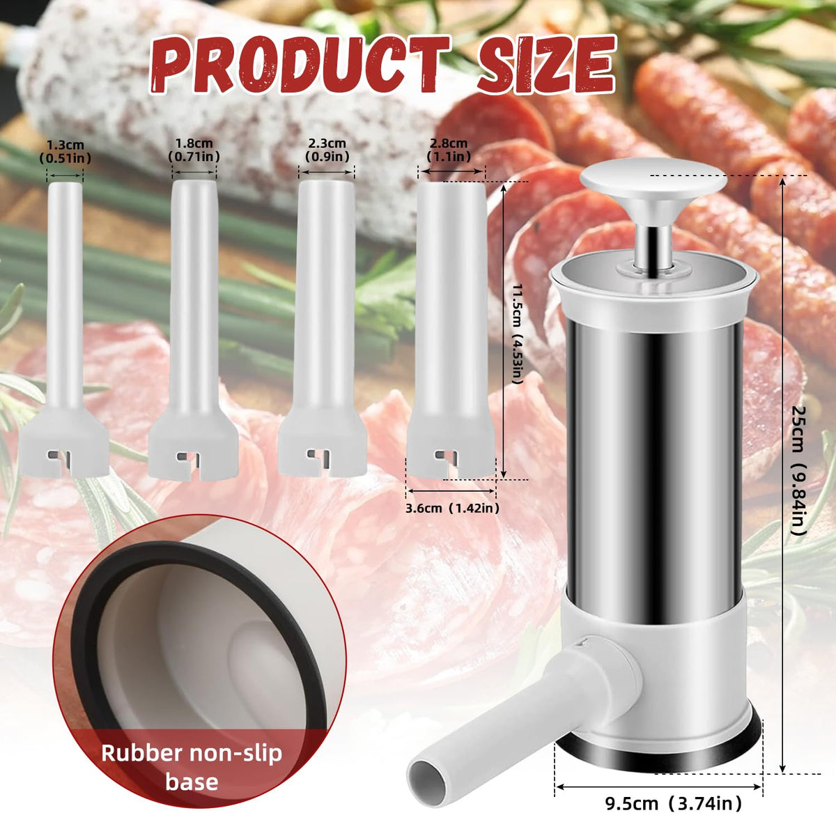 2.2lb Stainless Steel Sausage Stuffer with 4 Stuffing Tubes F587085