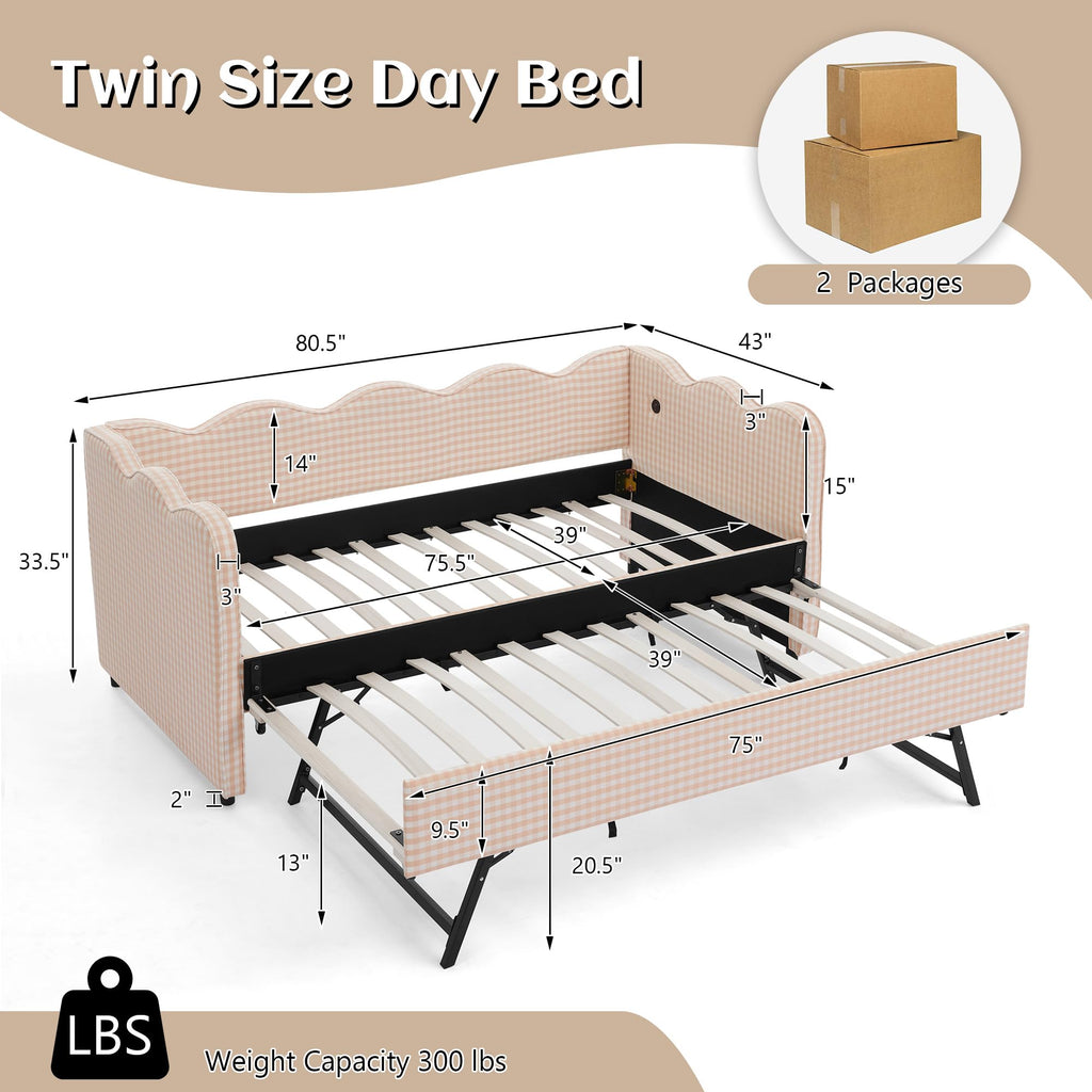 Twin to King Upholstered Daybed with Pop Up Trundle Bed B998922
