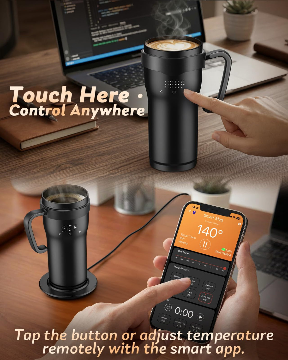 16oz Temperature Control Rechargeable Heated Mug H445862