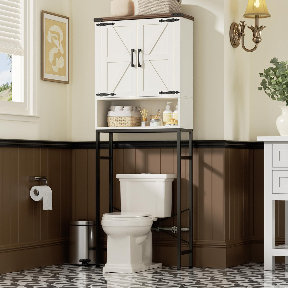 Over The Toilet Storage Cabinet with Adjustable Shelf, White H832