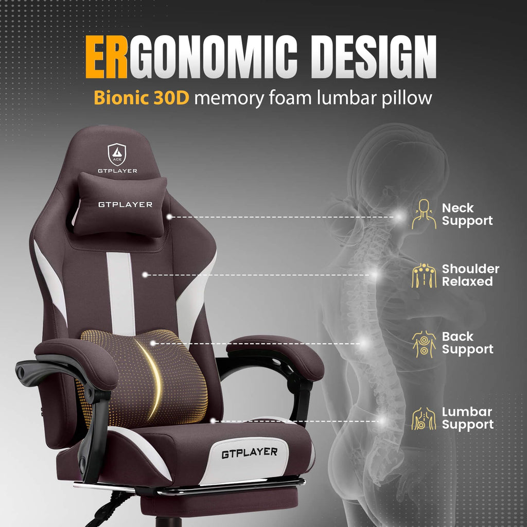Brown Ergonomic Gaming Chair with Foot Rest A973455